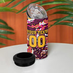 Personalised Brisbane Broncos Rugby 4 in 1 Can Cooler Tumbler Aboriginal Art Style Pink And Gold Patterned Graphics