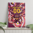 Personalised Brisbane Broncos Rugby Canvas Wall Art Aboriginal Art Style Pink And Gold Patterned Graphics