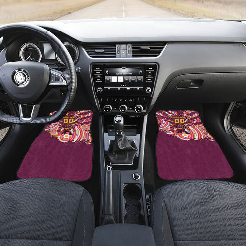 Personalised Brisbane Broncos Rugby Car Mats Aboriginal Art Style Pink And Gold Patterned Graphics