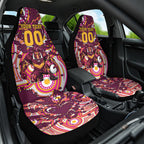Personalised Brisbane Broncos Rugby Car Seat Cover Aboriginal Art Style Pink And Gold Patterned Graphics