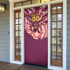 Personalised Brisbane Broncos Rugby Door Cover Aboriginal Art Style Pink And Gold Patterned Graphics