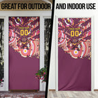 Personalised Brisbane Broncos Rugby Door Cover Aboriginal Art Style Pink And Gold Patterned Graphics