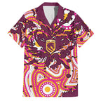Personalised Brisbane Broncos Rugby Family Matching Off Shoulder Maxi Dress and Hawaiian Shirt Aboriginal Art Style Pink And Gold Patterned Graphics