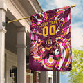 Personalised Brisbane Broncos Rugby Garden Flag Aboriginal Art Style Pink And Gold Patterned Graphics