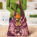Personalised Brisbane Broncos Rugby Grocery Bag Aboriginal Art Style Pink And Gold Patterned Graphics