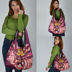 Personalised Brisbane Broncos Rugby Grocery Bag Aboriginal Art Style Pink And Gold Patterned Graphics