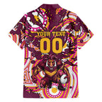 Personalised Brisbane Broncos Rugby Hawaiian Shirt Aboriginal Art Style Pink And Gold Patterned Graphics
