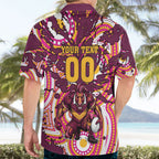 Personalised Brisbane Broncos Rugby Hawaiian Shirt Aboriginal Art Style Pink And Gold Patterned Graphics