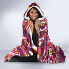 Personalised Brisbane Broncos Rugby Hooded Blanket Aboriginal Art Style Pink And Gold Patterned Graphics