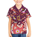 Personalised Brisbane Broncos Rugby Kid Hawaiian Shirt Aboriginal Art Style Pink And Gold Patterned Graphics