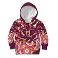 Personalised Brisbane Broncos Rugby Kid Hoodie Aboriginal Art Style Pink And Gold Patterned Graphics