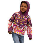 Personalised Brisbane Broncos Rugby Kid Hoodie Aboriginal Art Style Pink And Gold Patterned Graphics