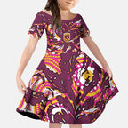 Personalised Brisbane Broncos Rugby Kid Short Sleeve Dress Aboriginal Art Style Pink And Gold Patterned Graphics