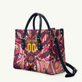 Personalised Brisbane Broncos Rugby Leather Bag Aboriginal Art Style Pink And Gold Patterned Graphics