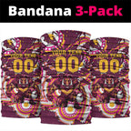 Personalised Brisbane Broncos Rugby Neck Gaiter Aboriginal Art Style Pink And Gold Patterned Graphics