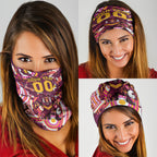 Personalised Brisbane Broncos Rugby Neck Gaiter Aboriginal Art Style Pink And Gold Patterned Graphics