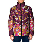 Personalised Brisbane Broncos Rugby Padded Jacket Aboriginal Art Style Pink And Gold Patterned Graphics