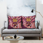Personalised Brisbane Broncos Rugby Pillow Cover Aboriginal Art Style Pink And Gold Patterned Graphics