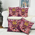 Personalised Brisbane Broncos Rugby Pillow Cover Aboriginal Art Style Pink And Gold Patterned Graphics