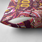 Personalised Brisbane Broncos Rugby Pillow Cover Aboriginal Art Style Pink And Gold Patterned Graphics