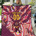 Personalised Brisbane Broncos Rugby Quilt Aboriginal Art Style Pink And Gold Patterned Graphics