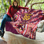Personalised Brisbane Broncos Rugby Quilt Aboriginal Art Style Pink And Gold Patterned Graphics