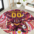 Personalised Brisbane Broncos Rugby Round Carpet Aboriginal Art Style Pink And Gold Patterned Graphics