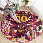 Personalised Brisbane Broncos Rugby Round Carpet Aboriginal Art Style Pink And Gold Patterned Graphics