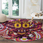 Personalised Brisbane Broncos Rugby Round Carpet Aboriginal Art Style Pink And Gold Patterned Graphics