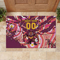 Personalised Brisbane Broncos Rugby Rubber Doormat Aboriginal Art Style Pink And Gold Patterned Graphics