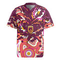 Personalised Brisbane Broncos Rugby Rugby Jersey Aboriginal Art Style Pink And Gold Patterned Graphics