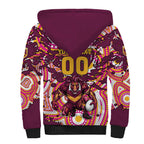 Personalised Brisbane Broncos Rugby Sherpa Hoodie Aboriginal Art Style Pink And Gold Patterned Graphics