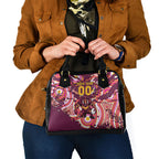 Personalised Brisbane Broncos Rugby Shoulder Handbag Aboriginal Art Style Pink And Gold Patterned Graphics