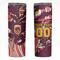 Personalised Brisbane Broncos Rugby Skinny Tumbler Aboriginal Art Style Pink And Gold Patterned Graphics