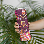 Personalised Brisbane Broncos Rugby Skinny Tumbler Aboriginal Art Style Pink And Gold Patterned Graphics
