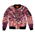 Personalised Brisbane Broncos Rugby Sleeve Zip Bomber Jacket Aboriginal Art Style Pink And Gold Patterned Graphics