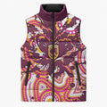 Personalised Brisbane Broncos Rugby Sleeveless Puffer Jacket Aboriginal Art Style Pink And Gold Patterned Graphics