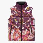 Personalised Brisbane Broncos Rugby Sleeveless Puffer Jacket Aboriginal Art Style Pink And Gold Patterned Graphics
