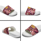 Personalised Brisbane Broncos Rugby Slide Sandals Aboriginal Art Style Pink And Gold Patterned Graphics