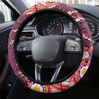 Brisbane Broncos Rugby Steering Wheel Cover Aboriginal Art Style Pink And Gold Patterned Graphics