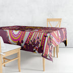 Personalised Brisbane Broncos Rugby Tablecloth Aboriginal Art Style Pink And Gold Patterned Graphics