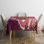 Personalised Brisbane Broncos Rugby Tablecloth Aboriginal Art Style Pink And Gold Patterned Graphics