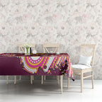 Personalised Brisbane Broncos Rugby Tablecloth Aboriginal Art Style Pink And Gold Patterned Graphics