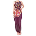 Personalised Brisbane Broncos Rugby Tank Maxi Dress Aboriginal Art Style Pink And Gold Patterned Graphics