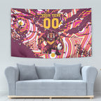Personalised Brisbane Broncos Rugby Tapestry Aboriginal Art Style Pink And Gold Patterned Graphics