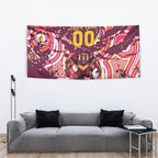 Personalised Brisbane Broncos Rugby Tapestry Aboriginal Art Style Pink And Gold Patterned Graphics