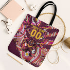Personalised Brisbane Broncos Rugby Tote Bag Aboriginal Art Style Pink And Gold Patterned Graphics