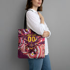 Personalised Brisbane Broncos Rugby Tote Bag Aboriginal Art Style Pink And Gold Patterned Graphics