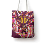 Personalised Brisbane Broncos Rugby Tote Bag Aboriginal Art Style Pink And Gold Patterned Graphics