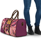 Personalised Brisbane Broncos Rugby Travel Bag Aboriginal Art Style Pink And Gold Patterned Graphics
